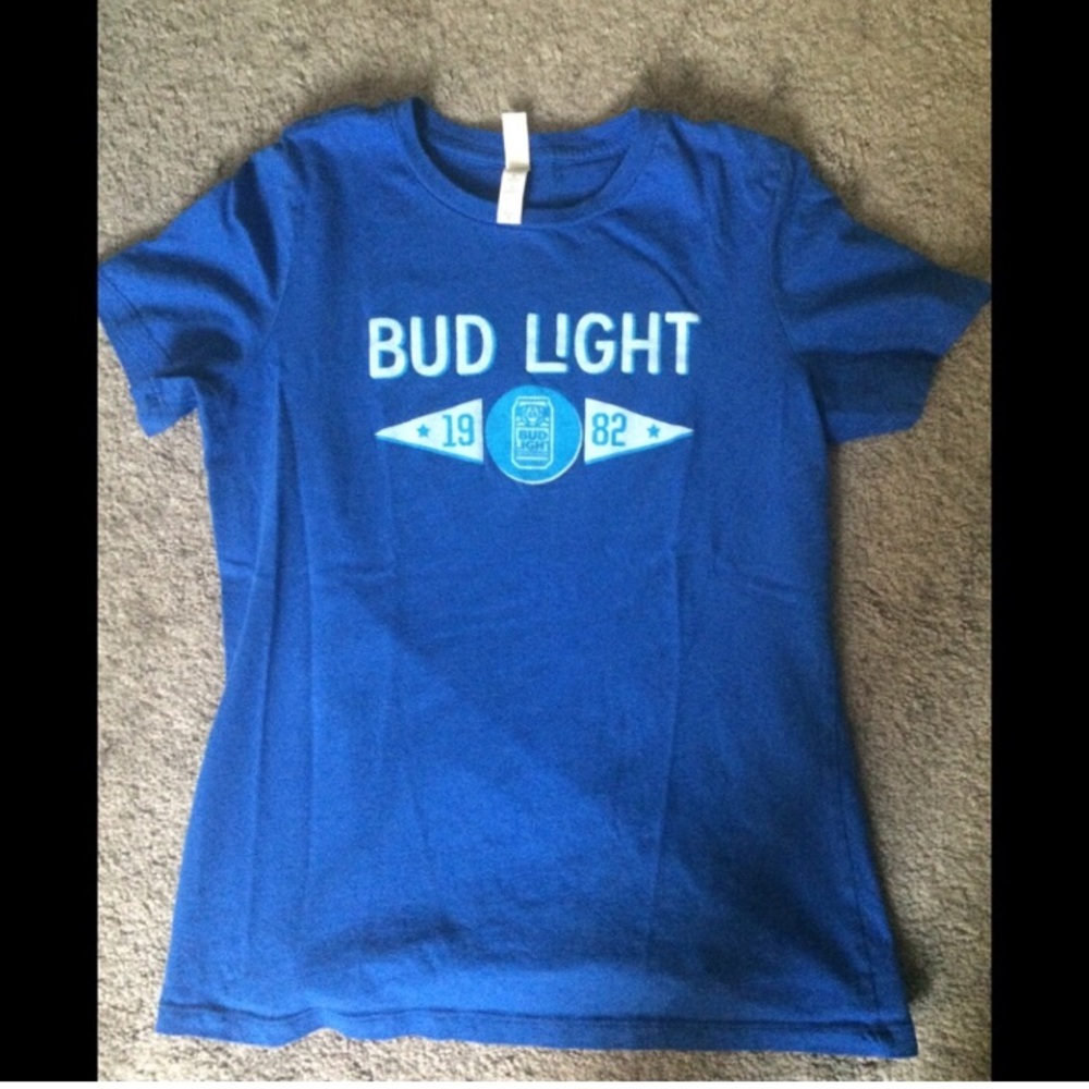 Bud Light T-Shirt Short Sleeve Blue Top SMALL